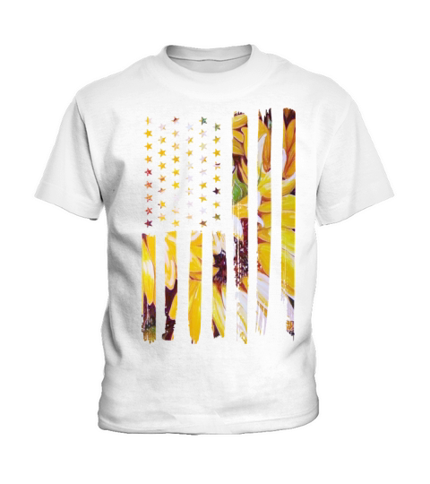 Sunflower Flag Patriotic Yellow American Flag Kids T-Shirt