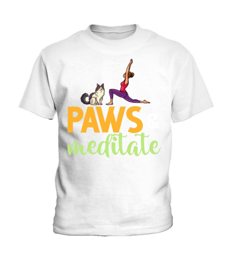 Yoga Cat Beginner Workout Poses Quotes Meditation Kids T-Shirt