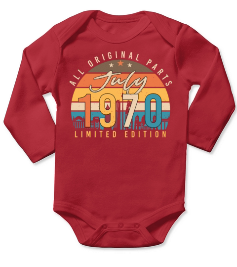 1970 July Gift Idea Long Sleeve Baby One-Piece