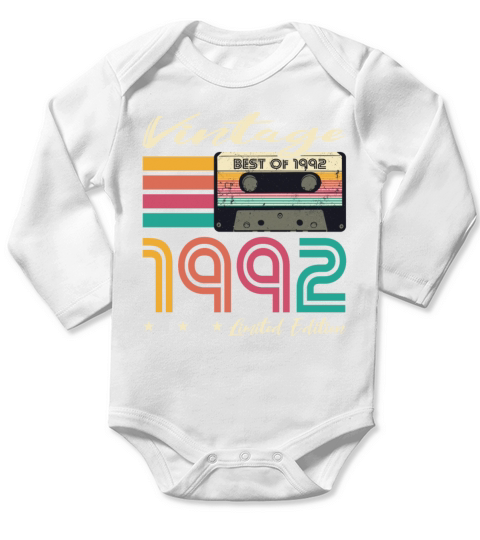 30th birthday vintage 1992 limited edition Long Sleeve Baby One-Piece