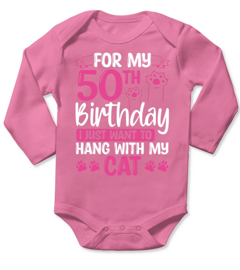 50 Year Old Cat Mom my Cat Dad Kitty 50th Birthday Long Sleeve Baby One-Piece