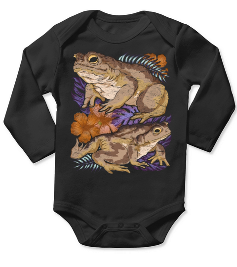 Amphibians animal motif gift vintage flowers toad Long Sleeve Baby One-Piece