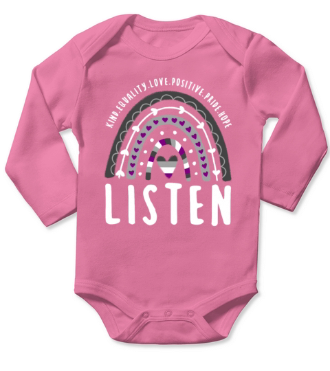 Asexual Quote Listen Ace Rainbow Long Sleeve Baby One-Piece