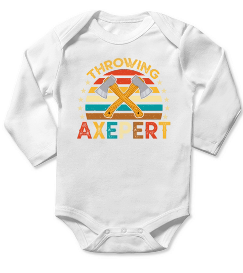 Ax Thrower - Vintage Style Crossed Axe Throwing Long Sleeve Baby One-Piece