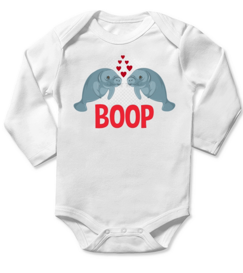 Boop - Funny Manatee Booping Noses Sea Cows Lover Long Sleeve Baby One-Piece