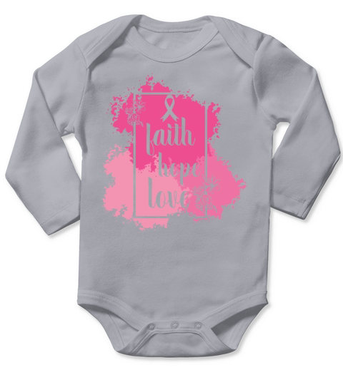 Faith Hope Love October Breast Cancer Awareness Long Sleeve Baby One-Piece
