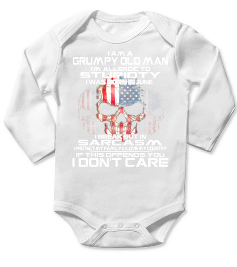 Grumpy old man born in june Long Sleeve Baby One-Piece