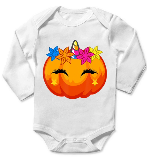 Halloween Costume For Girls Pumpkin Unicorn Long Sleeve Baby One-Piece