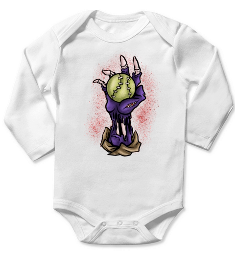 Halloween Gift Baseball Skeleton Killer Horror Long Sleeve Baby One-Piece