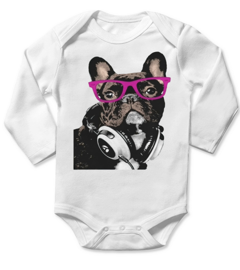 Hipster Frenchie French Bulldog Dog Women Shirt Long Sleeve Baby One-Piece