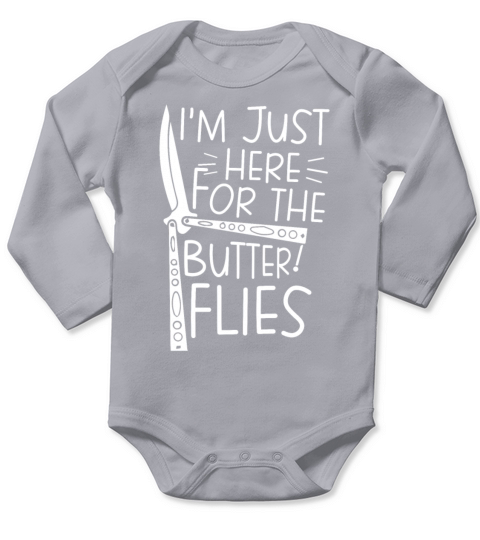 Knives Collector Im Just Here For The Butterflies Long Sleeve Baby One-Piece