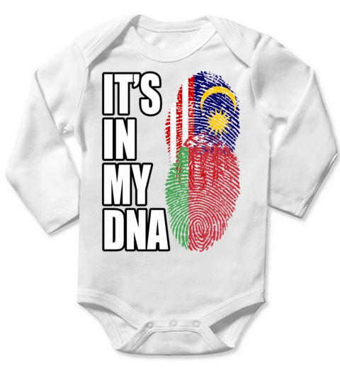 Malaysian And Belarusian Mix Heritage DNA Flag Long Sleeve Baby One-Piece
