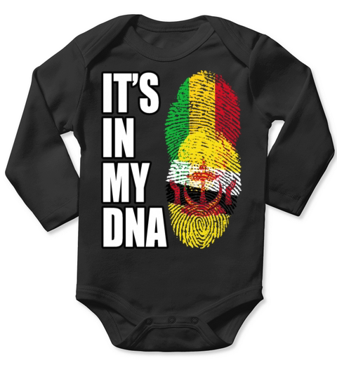 Malian And Bruneian Mix Heritage DNA Flag Long Sleeve Baby One-Piece