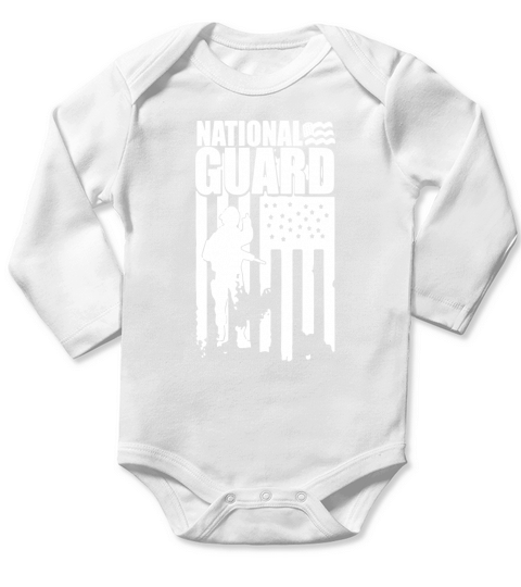 National Guard Patriotic Army American Flag Veteran Shirt Long Sleeve Baby One-Piece