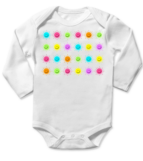 Neon Happy Sun - Multicolor Long Sleeve Baby One-Piece