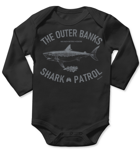 Outer Banks Shark Patrol OBX Vintage Silver Long Sleeve Baby One-Piece