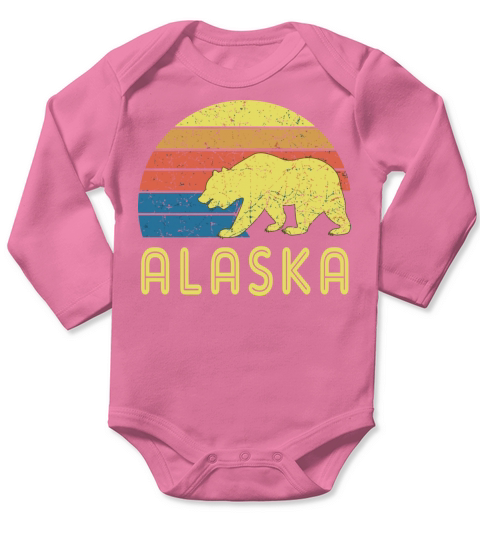Retro Alaska With A Vintage Design And A Bear Long Sleeve Baby One-Piece