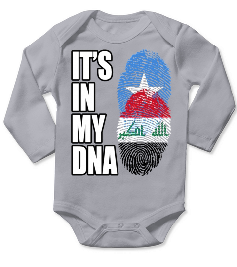 Somali And Iraqi Vintage Heritage DNA Flag Long Sleeve Baby One-Piece
