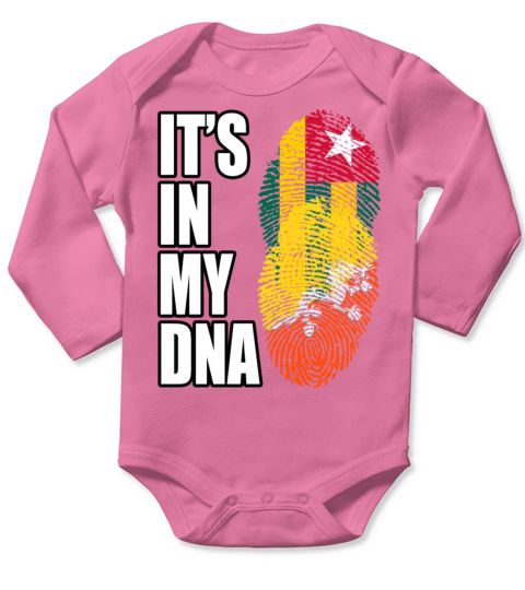 Togolese And Bhutanese Mix Heritage DNA Flag Long Sleeve Baby One-Piece