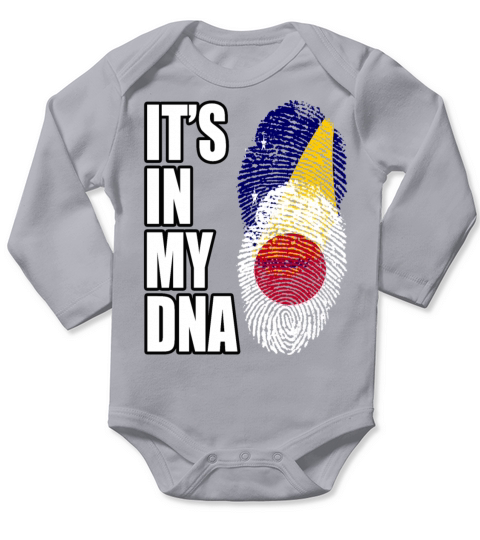 Tokelauan And Japanese Mix Heritage DNA Flag Long Sleeve Baby One-Piece