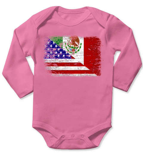 Vintage Mexican American Flag Long Sleeve Baby One-Piece