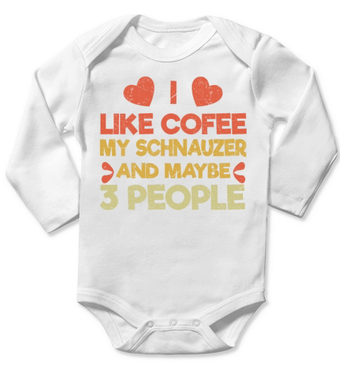 Vintage Pet Dog Like Coffee Love Schnauzer Long Sleeve Baby One-Piece