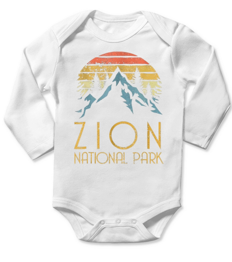 Vintage Retro Zion National Park Utah shirt Long Sleeve Baby One-Piece
