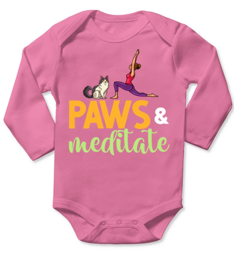Yoga Cat Beginner Workout Poses Quotes Meditation Long Sleeve Baby One-Piece