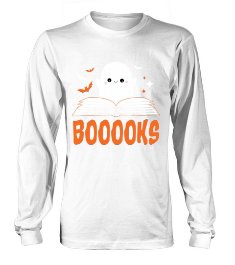 Booooooks Ghost Reading Books Funny Halloween Puns Long sleeved Unisex