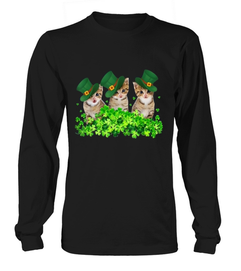 Cat St Patricks Day Irish Clover Cat Lover Shamrock shirt Long sleeved Unisex