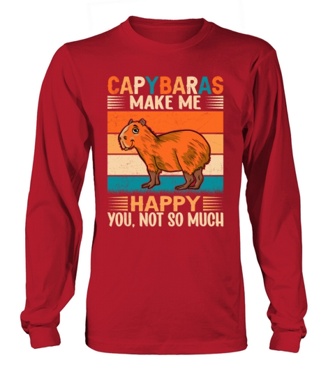 Retro Vintage Style Capybara Makes More Happy Long sleeved Unisex