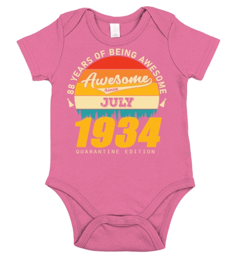 1934 Quarantine Edition July 88th birthday gift Short Sleeve Baby One-Piece