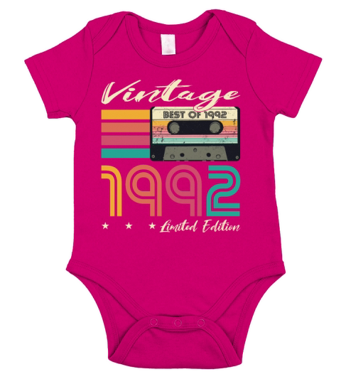 30th birthday vintage 1992 limited edition Short Sleeve Baby One-Piece