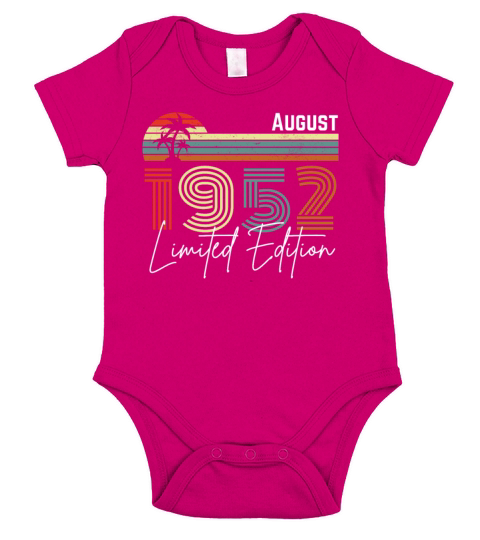 70 Years August 1952 Vintage Limited Edition Short Sleeve Baby One-Piece