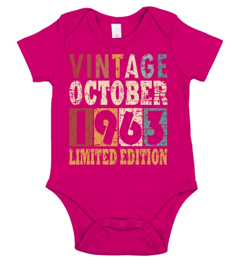 Birth Month October 1963 Vintage Short Sleeve Baby One-Piece