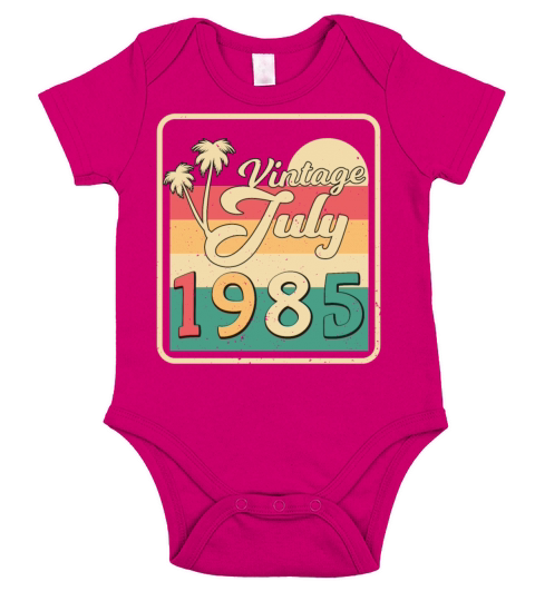 Birthday Greeting For July 1985 Short Sleeve Baby One-Piece
