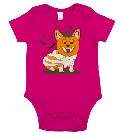 Cute Halloween Corgi Mummy Short Sleeve Baby One-Piece