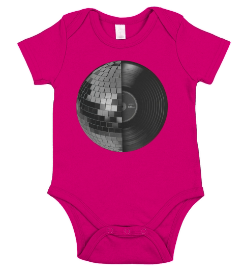 DISCO MUSIC RETRO VINTAGE DJ VINYL RECORD DISCO MIRROR BALL SPHERE Short Sleeve Baby One-Piece