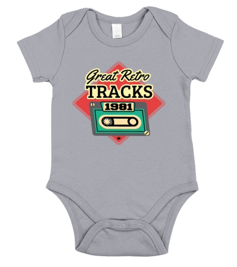 Great Retro Tracks 1981 Cassette Vintage Birthday Short Sleeve Baby One-Piece