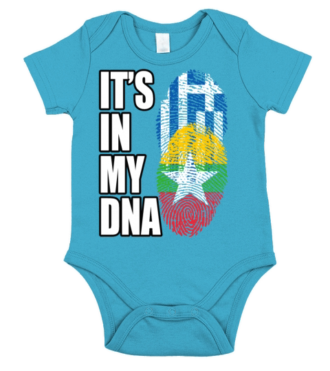 Greek And Burmese Mix Heritage DNA Flag Short Sleeve Baby One-Piece
