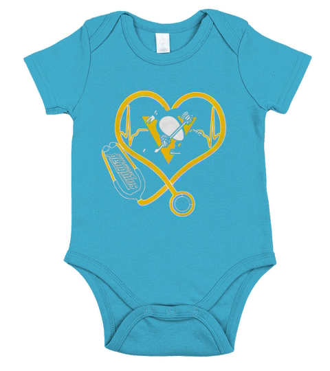 Heartbeat Nurse Love Pittsburgh Penguins Short Sleeve Baby One-Piece