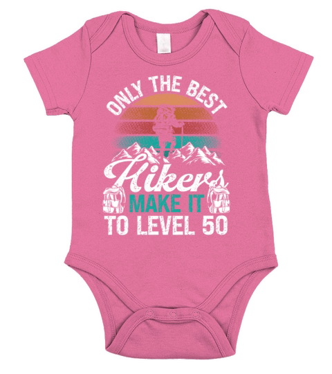 Level 50 Year Old Hiker Vintage 50th Birthday Short Sleeve Baby One-Piece