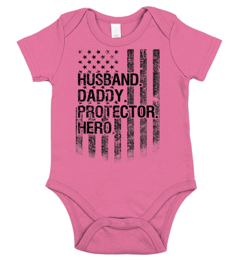 Mens Mens Husband daddy protector hero Shirt American Flag Dad Short Sleeve Baby One-Piece