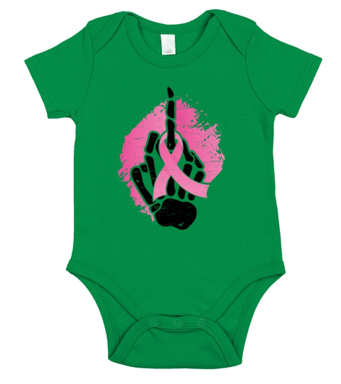 Pink Ribbon Skeleton Hand Breast Cancer Awareness Short Sleeve Baby One-Piece