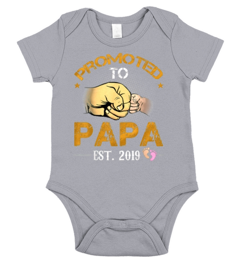 Promoted To Papa Est 2019 New Dad Fathers Day Short Sleeve Baby One-Piece