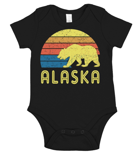 Retro Alaska With A Vintage Design And A Bear Short Sleeve Baby One-Piece