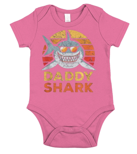 Retro Daddy Shark Short Sleeve Baby One-Piece