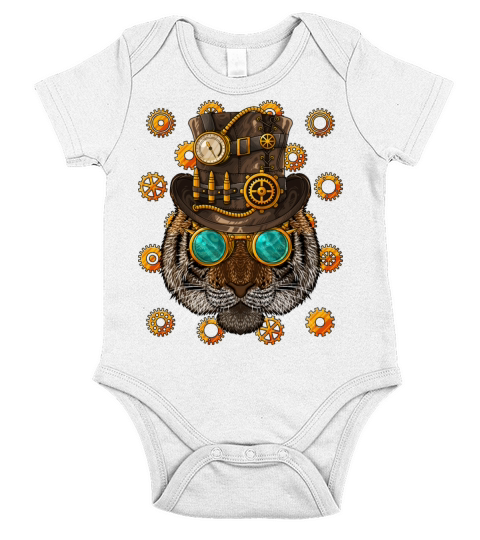 Steampunk Tiger Medieval Victorian Steam Powered A Short Sleeve Baby One-Piece