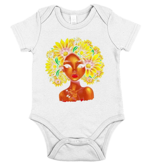 Sunflower natural hair for girl Short Sleeve Baby One-Piece