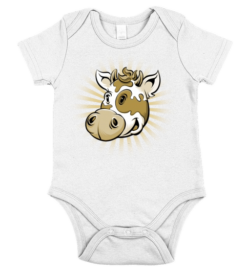 Vintage Cartoon Cow Short Sleeve Baby One-Piece